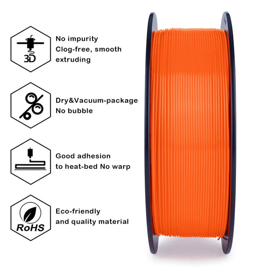 ZIRO Fluorescence PLA Filament 1.75mm, Fluo Orange