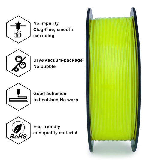 ZIRO Fluorescence PLA Filament 1.75mm, Fluo Yellow