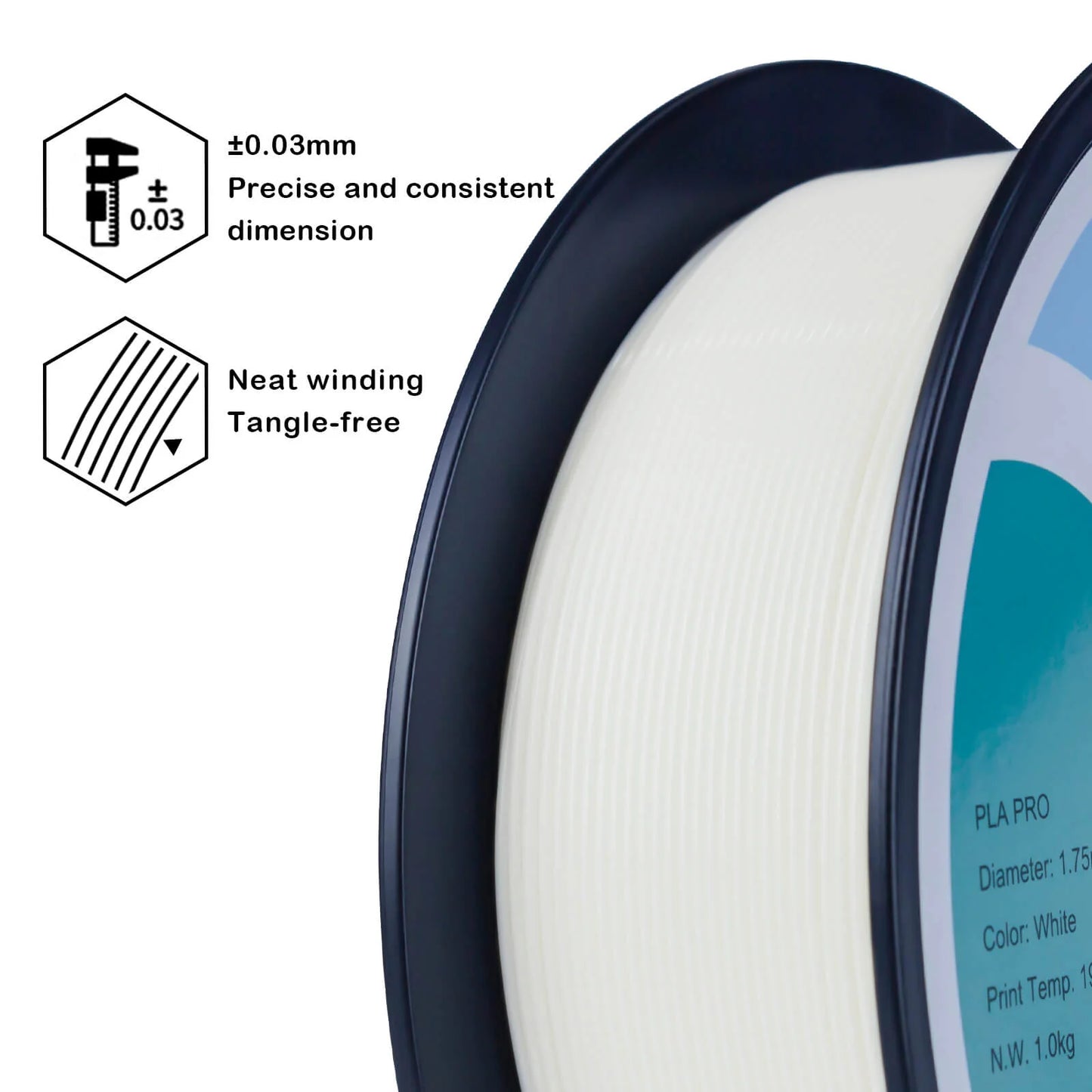ZIRO PLA PRO Basic Color Series Filament 1.75mm, White