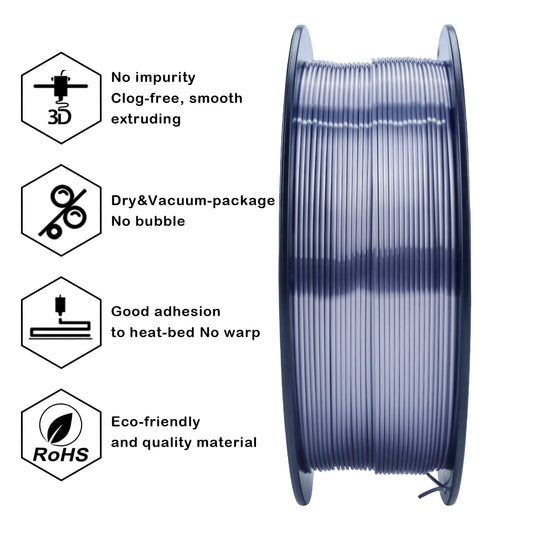 ZIRO Silk PLA Filament 1.75mm, Silver Gray