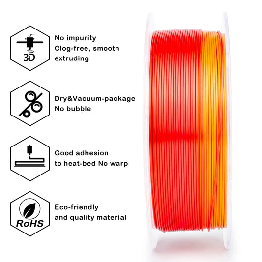 ZIRO Gradient Silk PLA Filament 1.75mm, Passionate