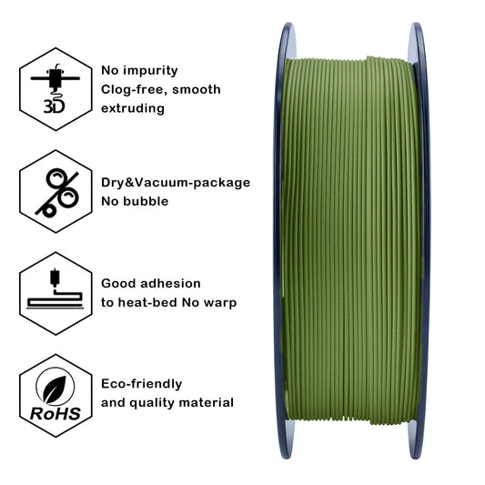 ZIRO Matte PLA Filament 1.75mm, Military Green