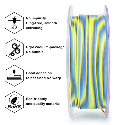 ZIRO Tri-color Matte PLA Filament 1.75mm, Neon