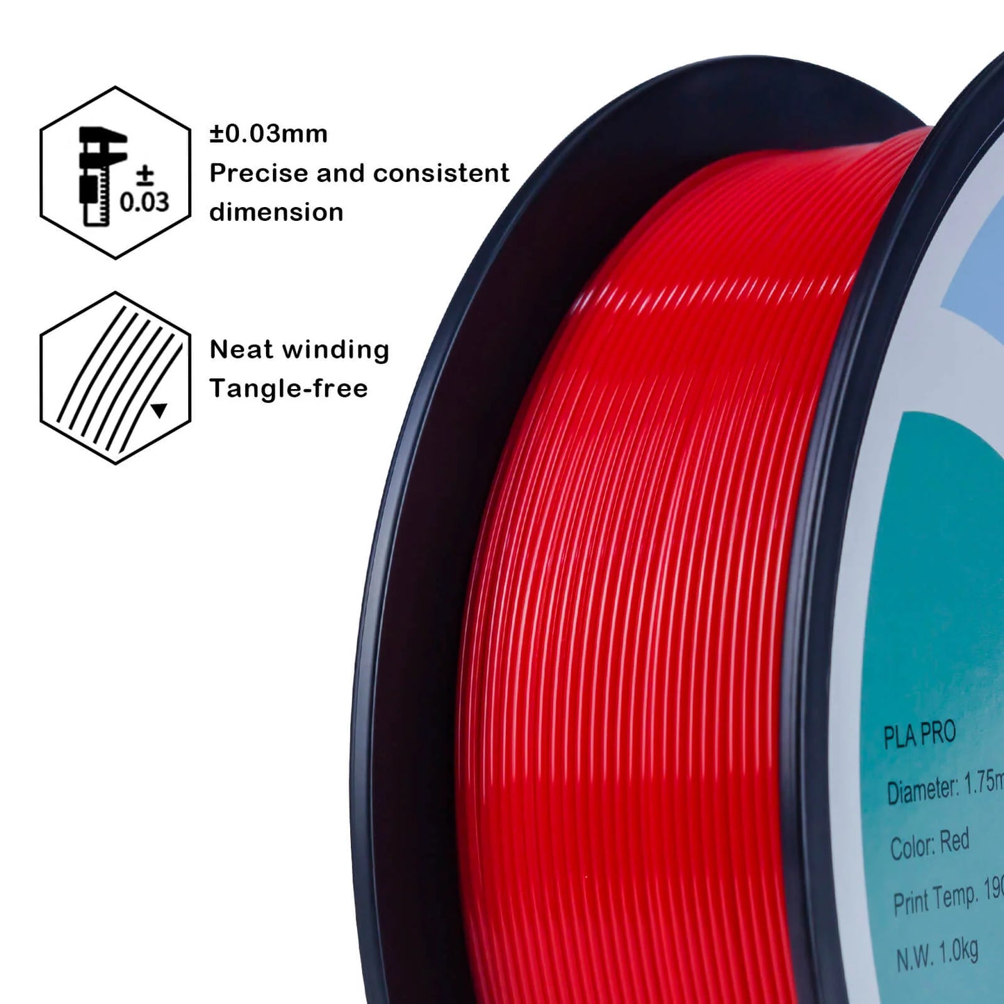 ZIRO PLA PRO Basic Color Series Filament 1.75mm, Red