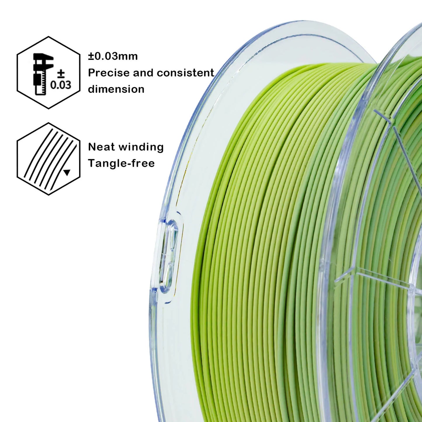 ZIRO Gradient Matte PLA Filament 1.75mm, Matcha