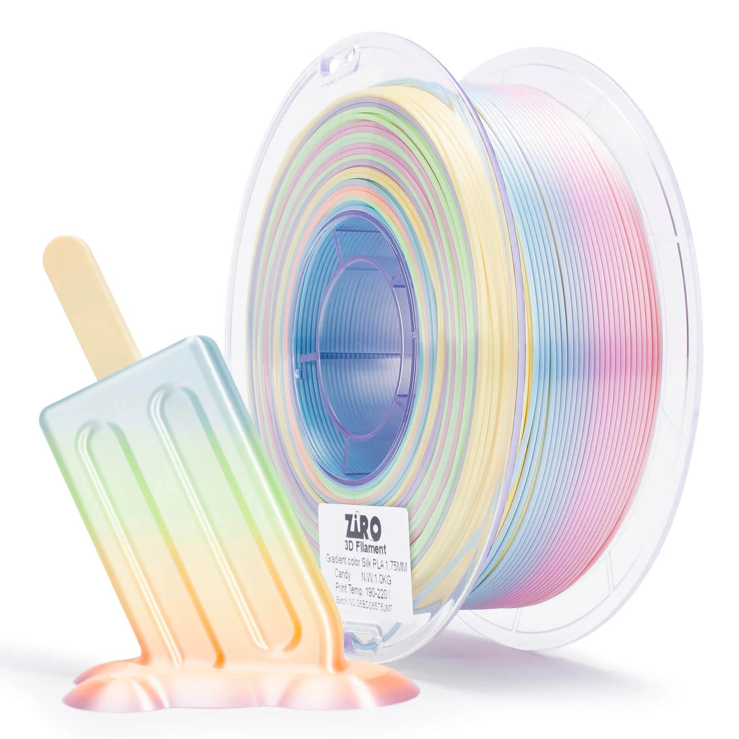 ZIRO Gradient Silk PLA Filament 1.75mm, Candy