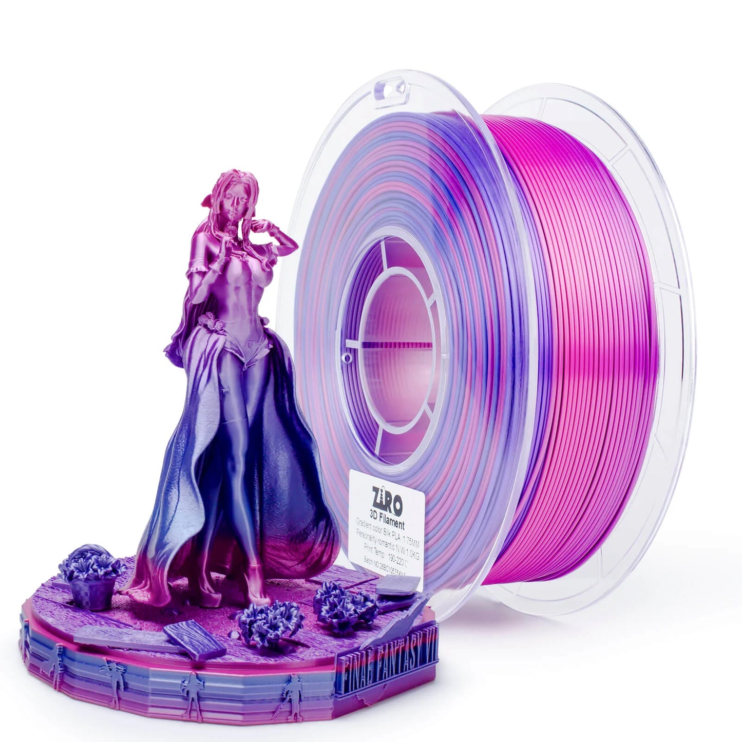 ZIRO Gradient Silk PLA Filament 1.75mm, Romantic