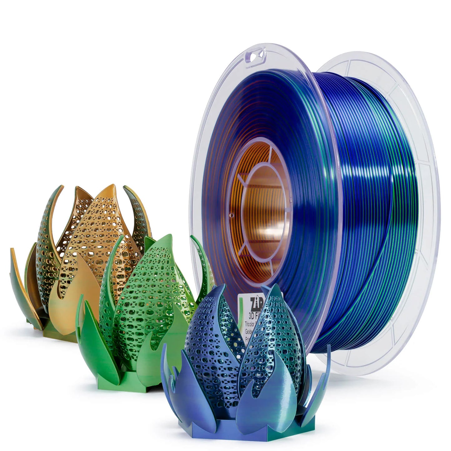 ZIRO Tri-color Silk PLA Filament 1.75mm, Golden Oasis