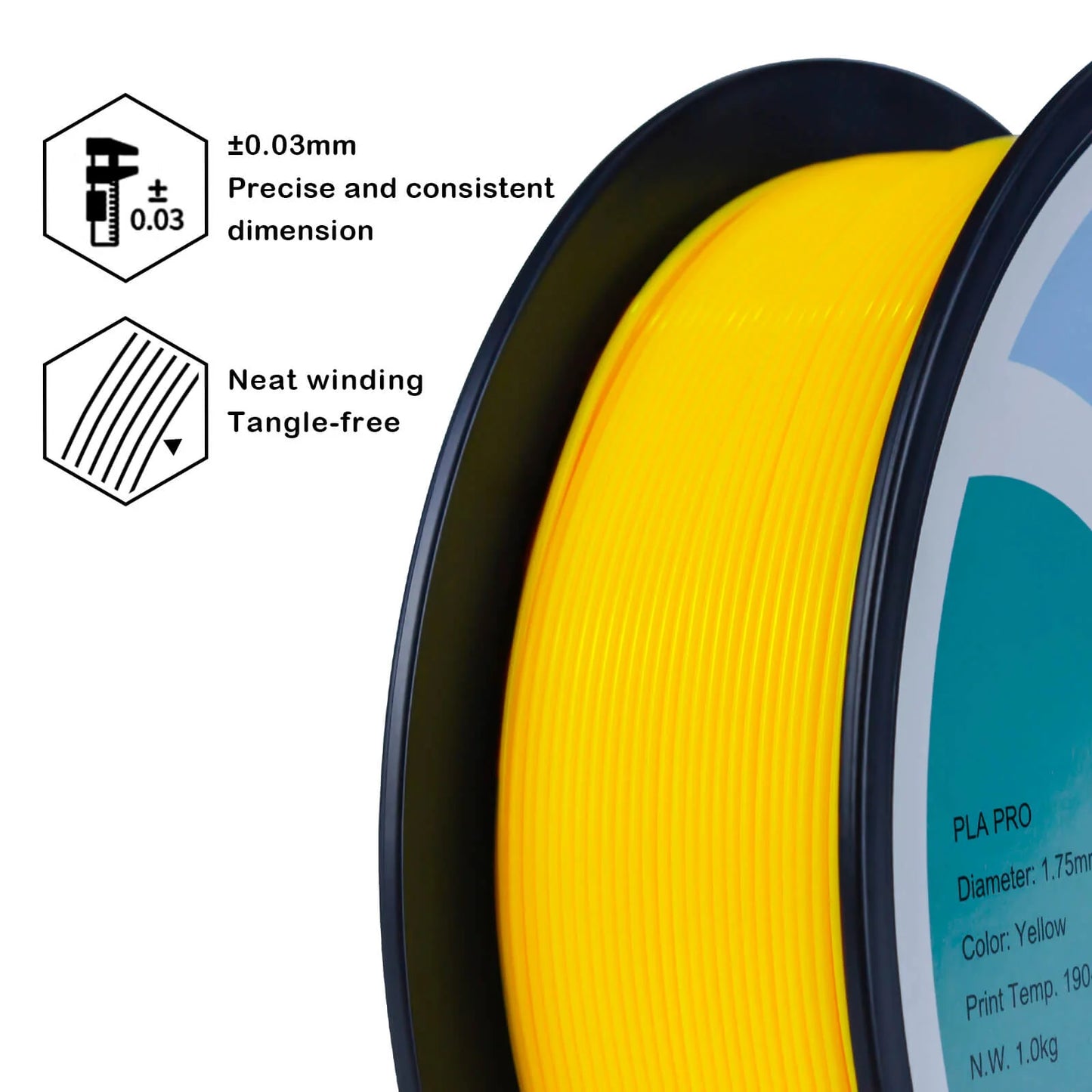 ZIRO PLA PRO Basic Color Series Filament 1.75mm, Yellow