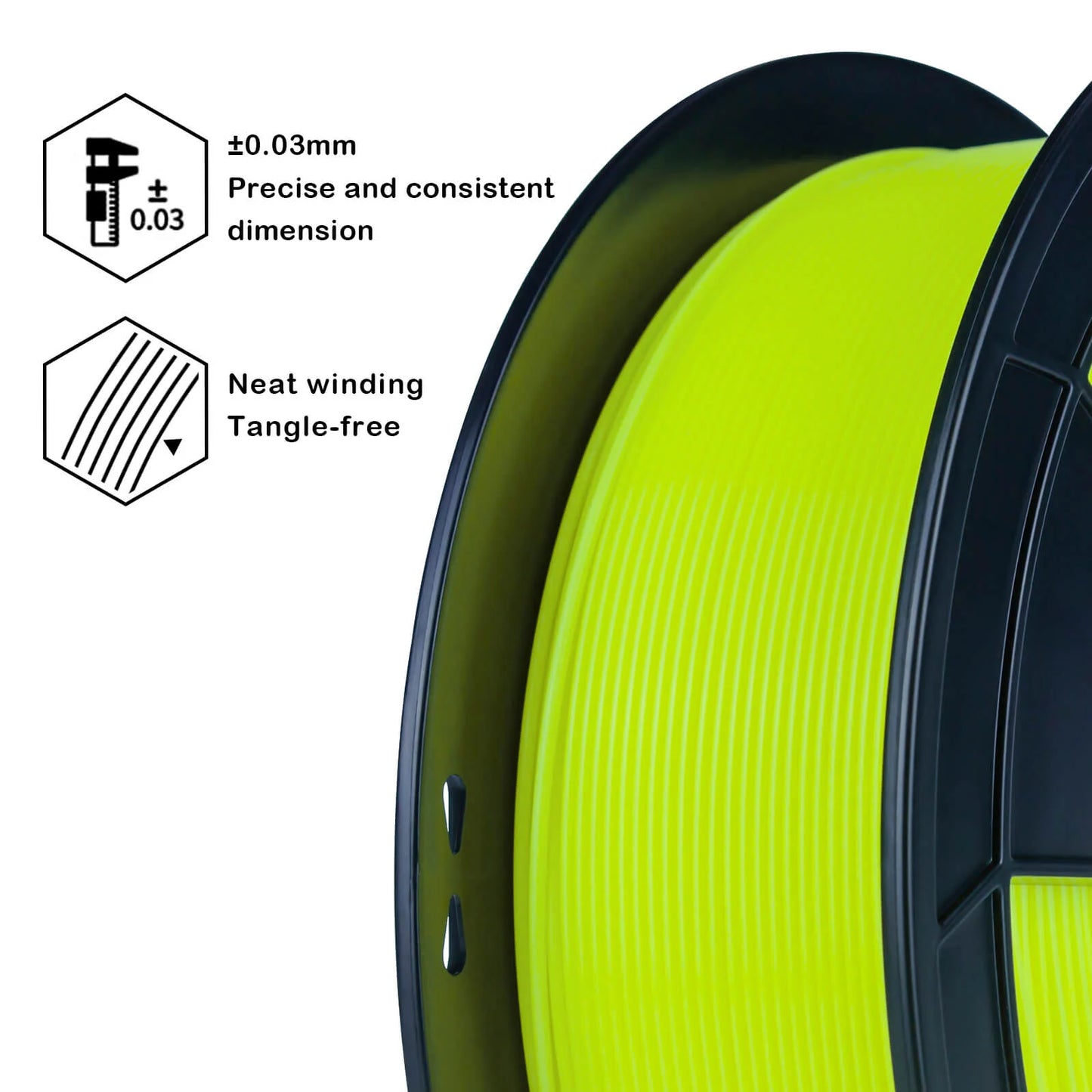 ZIRO Fluorescence PLA Filament 1.75mm, Fluo Yellow