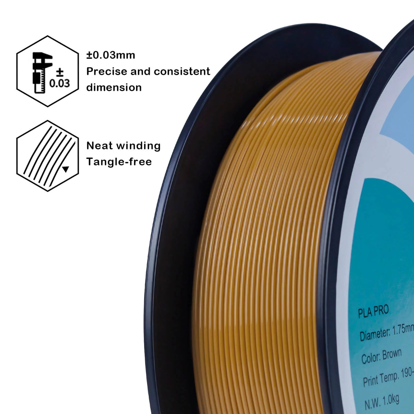 ZIRO PLA PRO Basic Color Series Filament 1.75mm, Brown