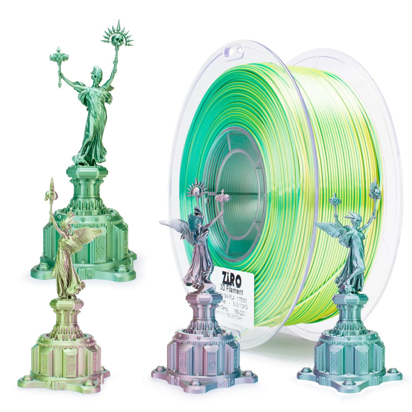 ZIRO Tri-color Silk PLA Filament 1.75mm, Shimmer