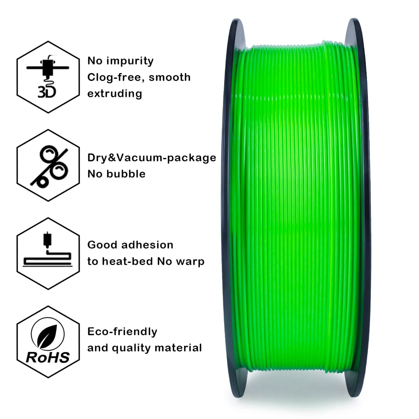 ZIRO Fluorescence PLA Filament 1.75mm, Fluo Green