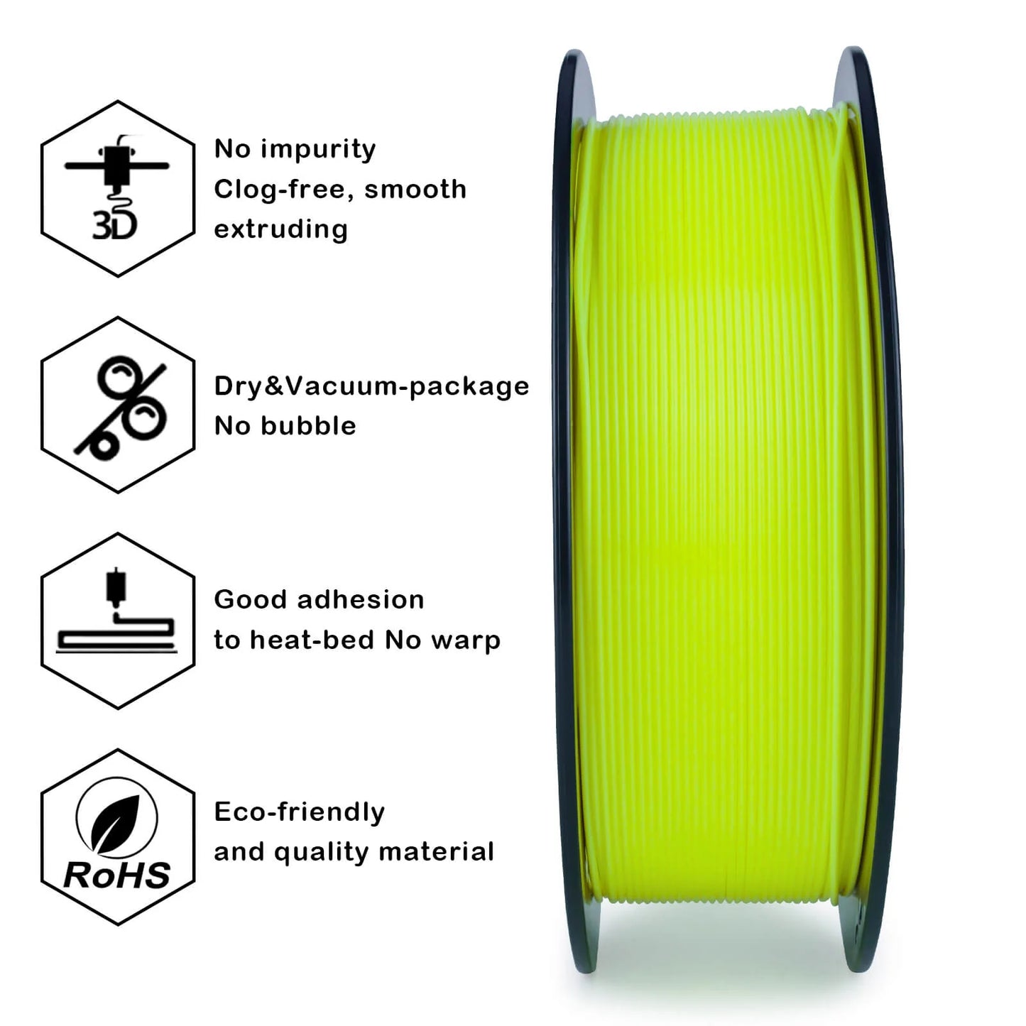 ZIRO Fluorescence PLA Filament 1.75mm, Fluo Yellow