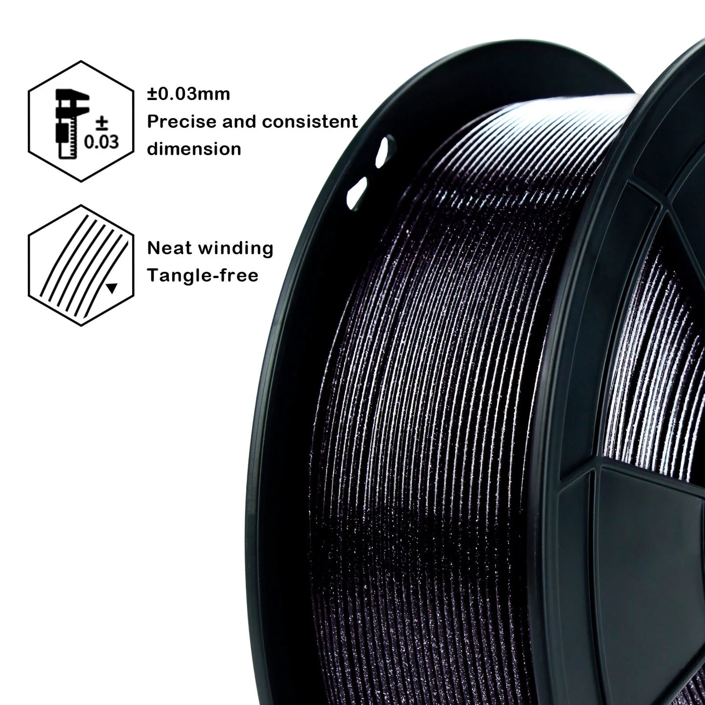 ZIRO Glitter Diamond PLA Filament 1.75mm, Black
