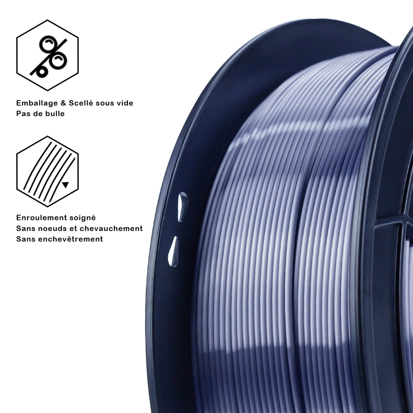 ZIRO Silk PLA Filament 1.75mm, Silver Gray
