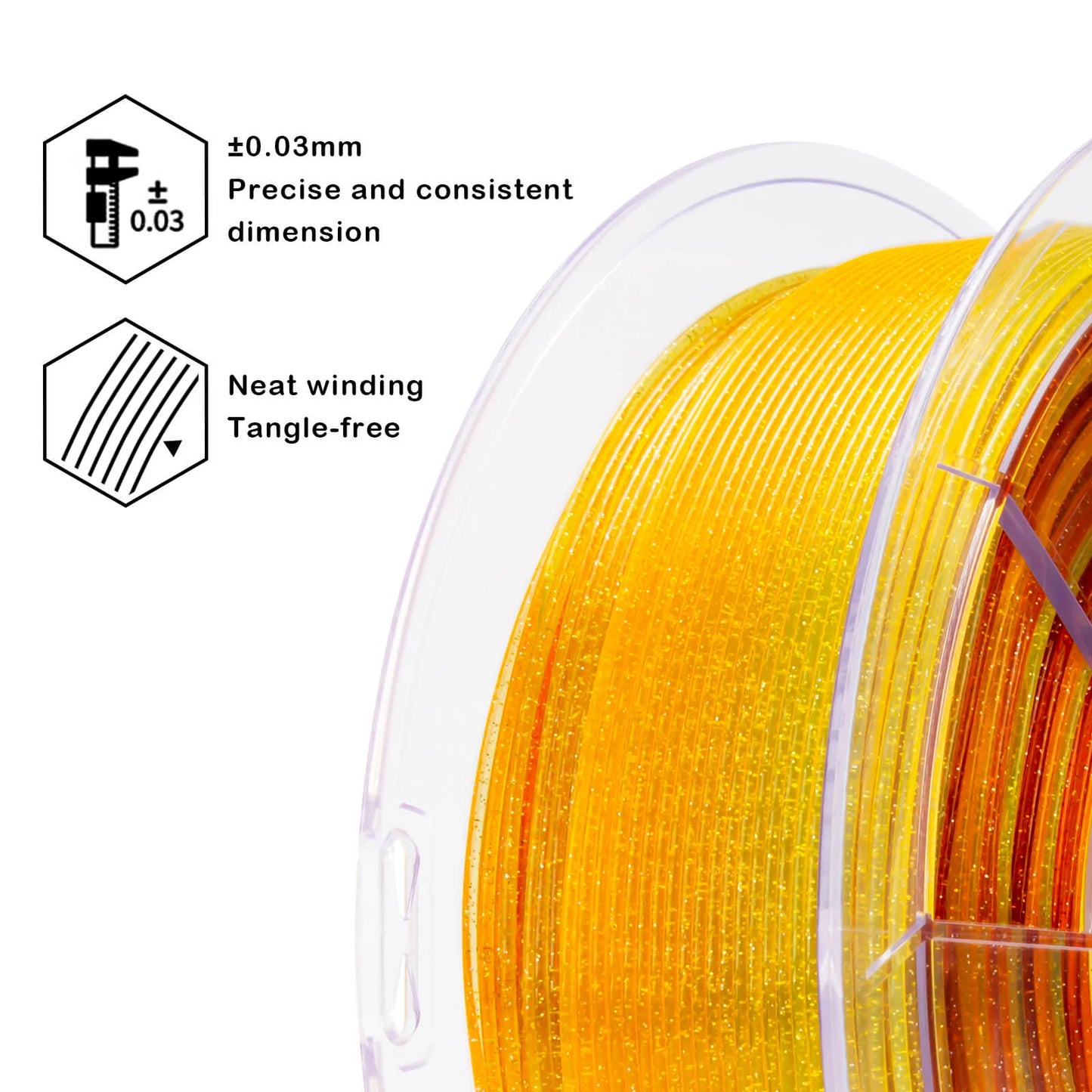 ZIRO Twinkling Translucent PLA Filament 1.75mm, Flower Sunflower