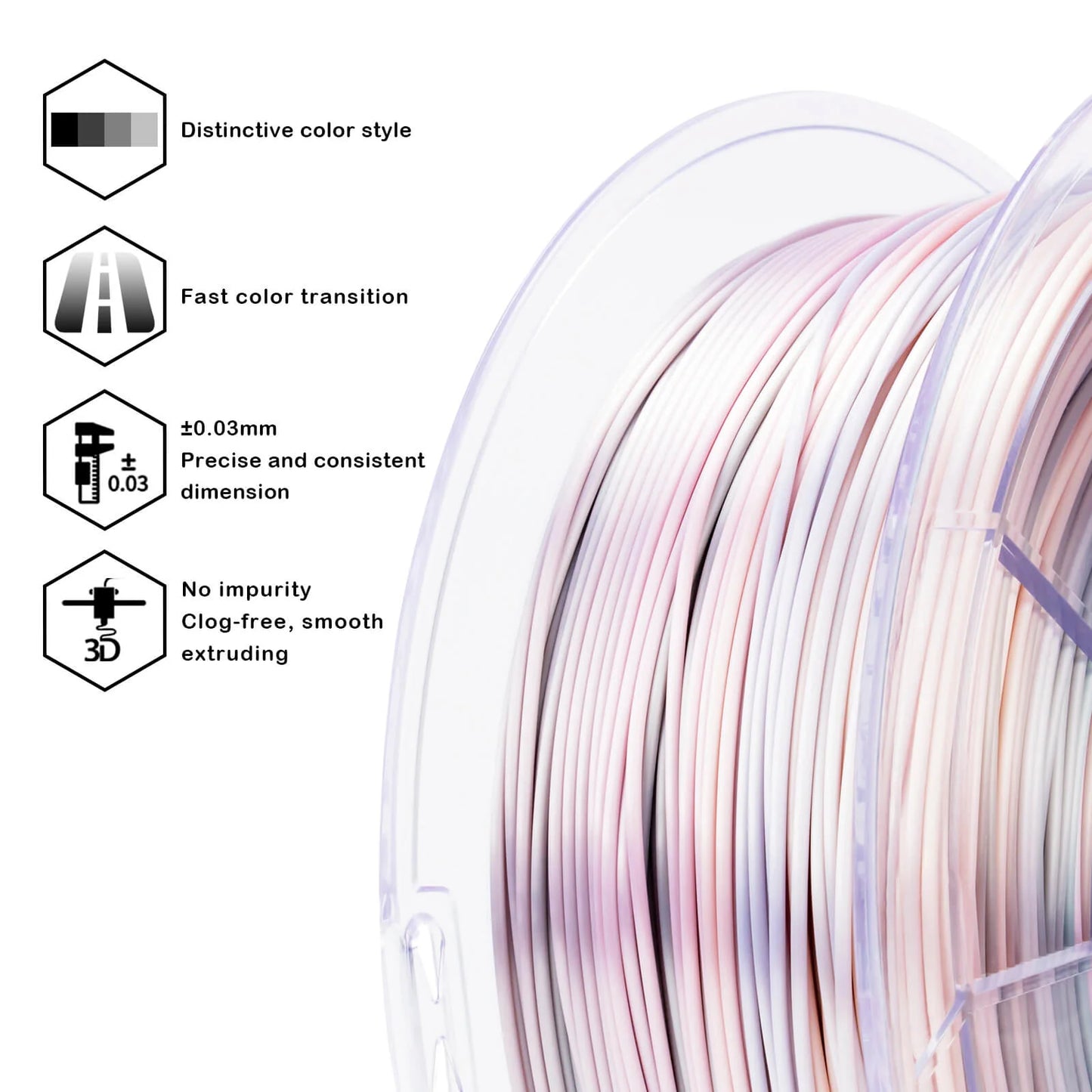 ZIRO Gradient Silk PLA Filament 1.75mm, Earth Tone