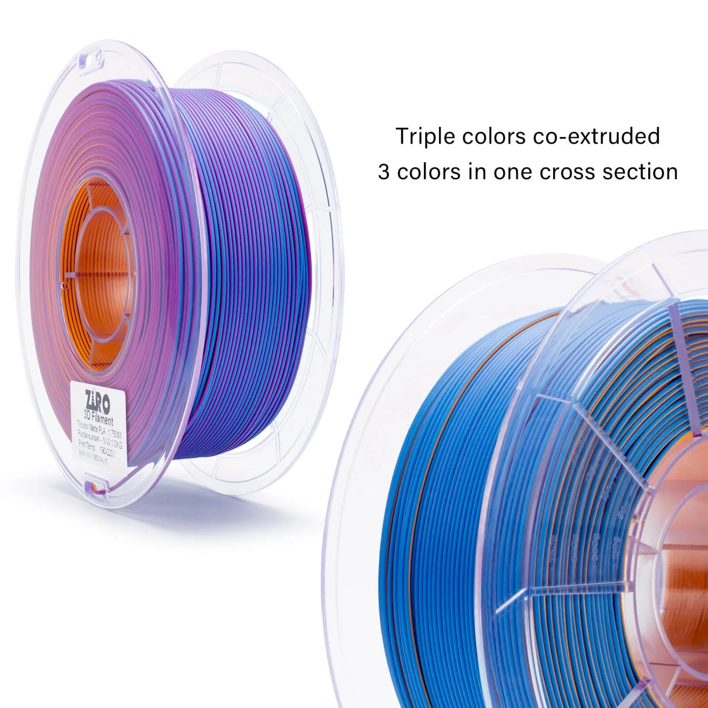 ZIRO Tri-color Matte PLA Filament 1.75mm, Purple Sunset