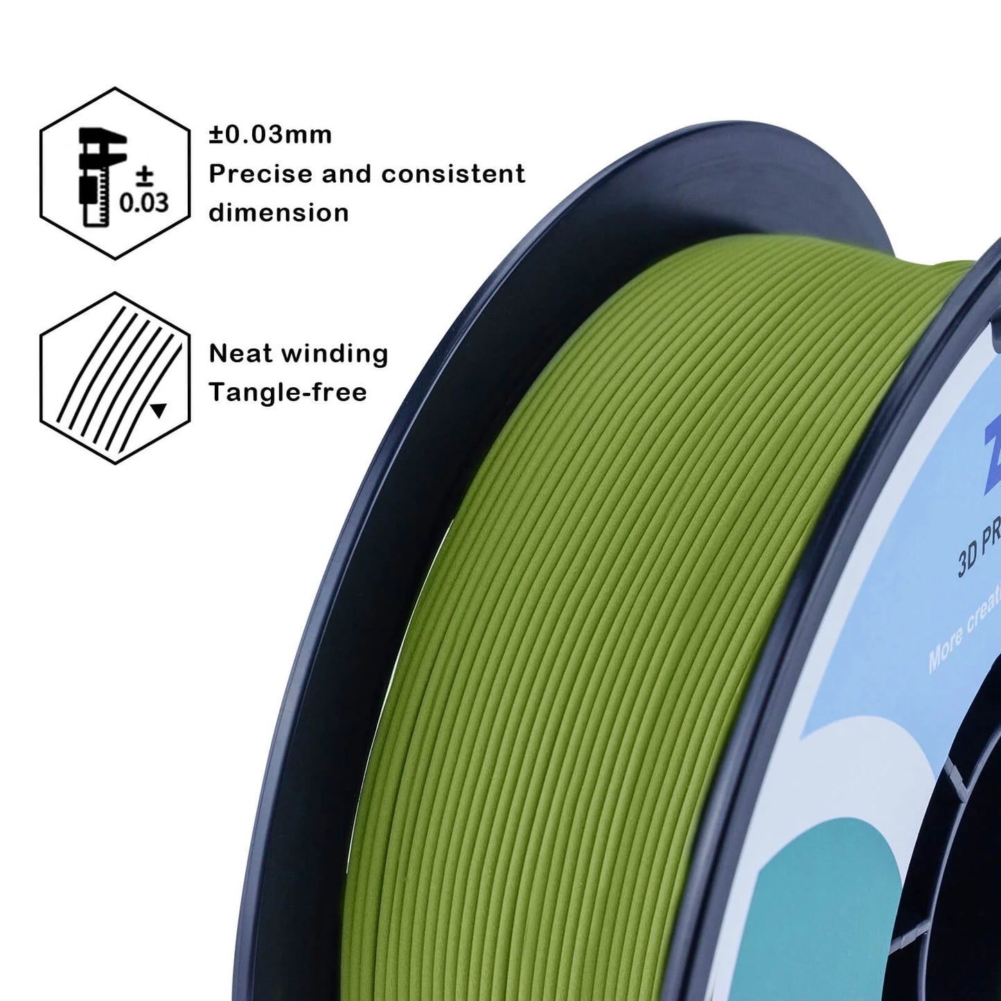 ZIRO Matte PLA Filament 1.75mm, Military Green