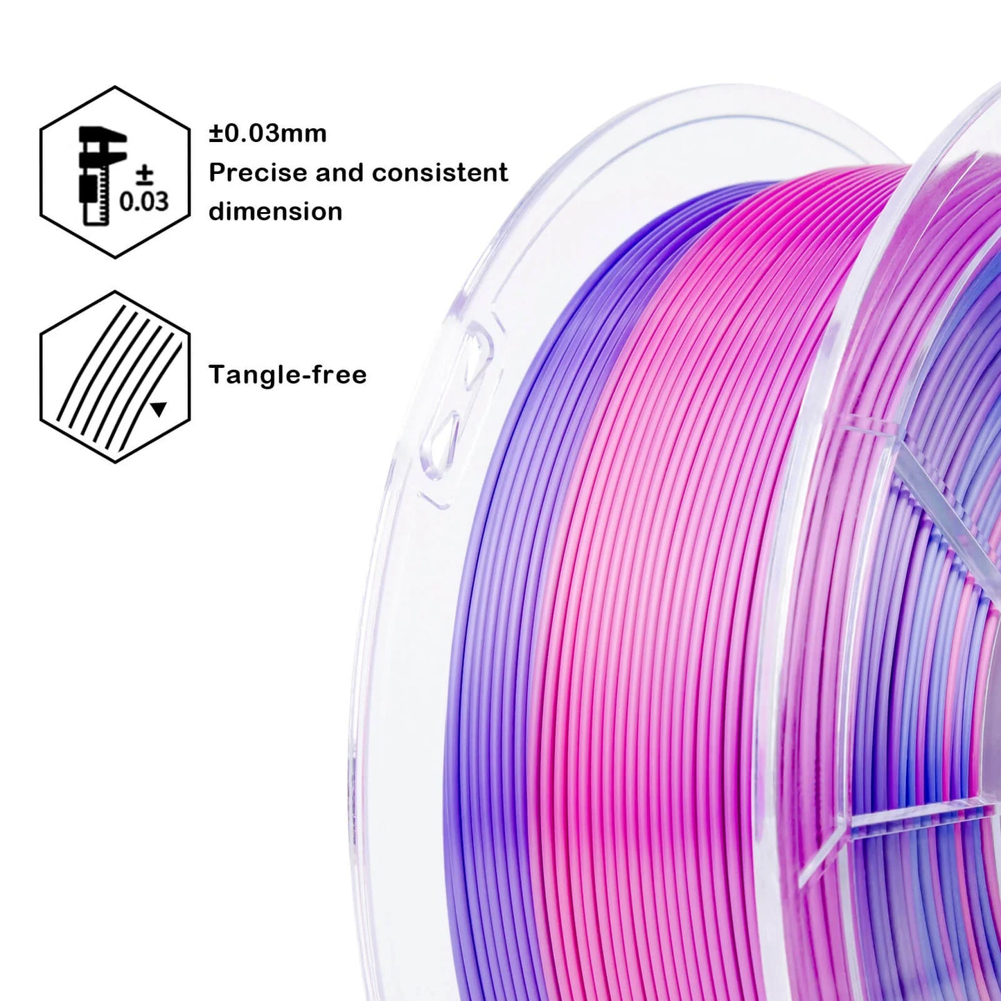 ZIRO Gradient Silk PLA Filament 1.75mm, Romantic