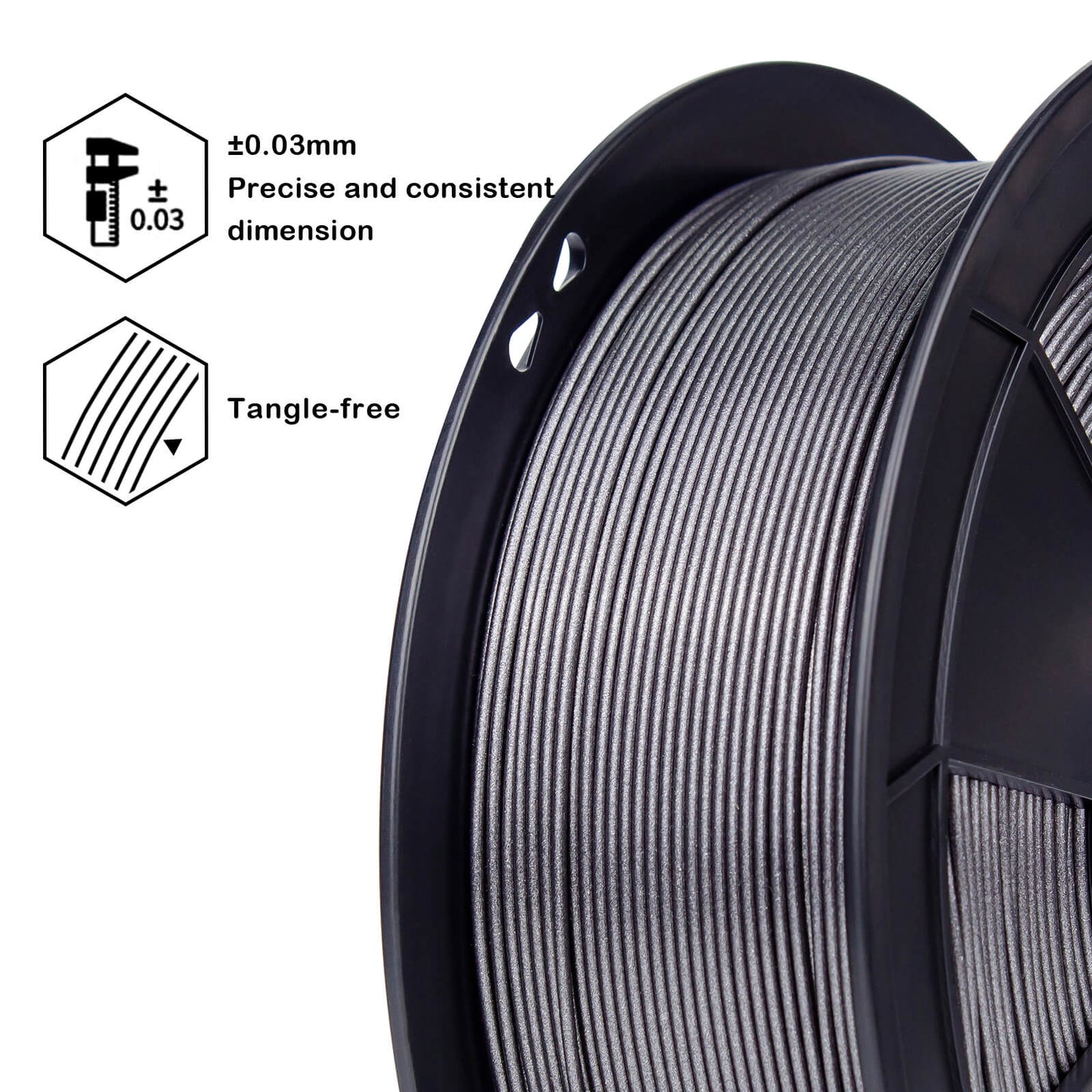 ZIRO Glitter Diamond PLA Filament 1.75mm, Silver Gray