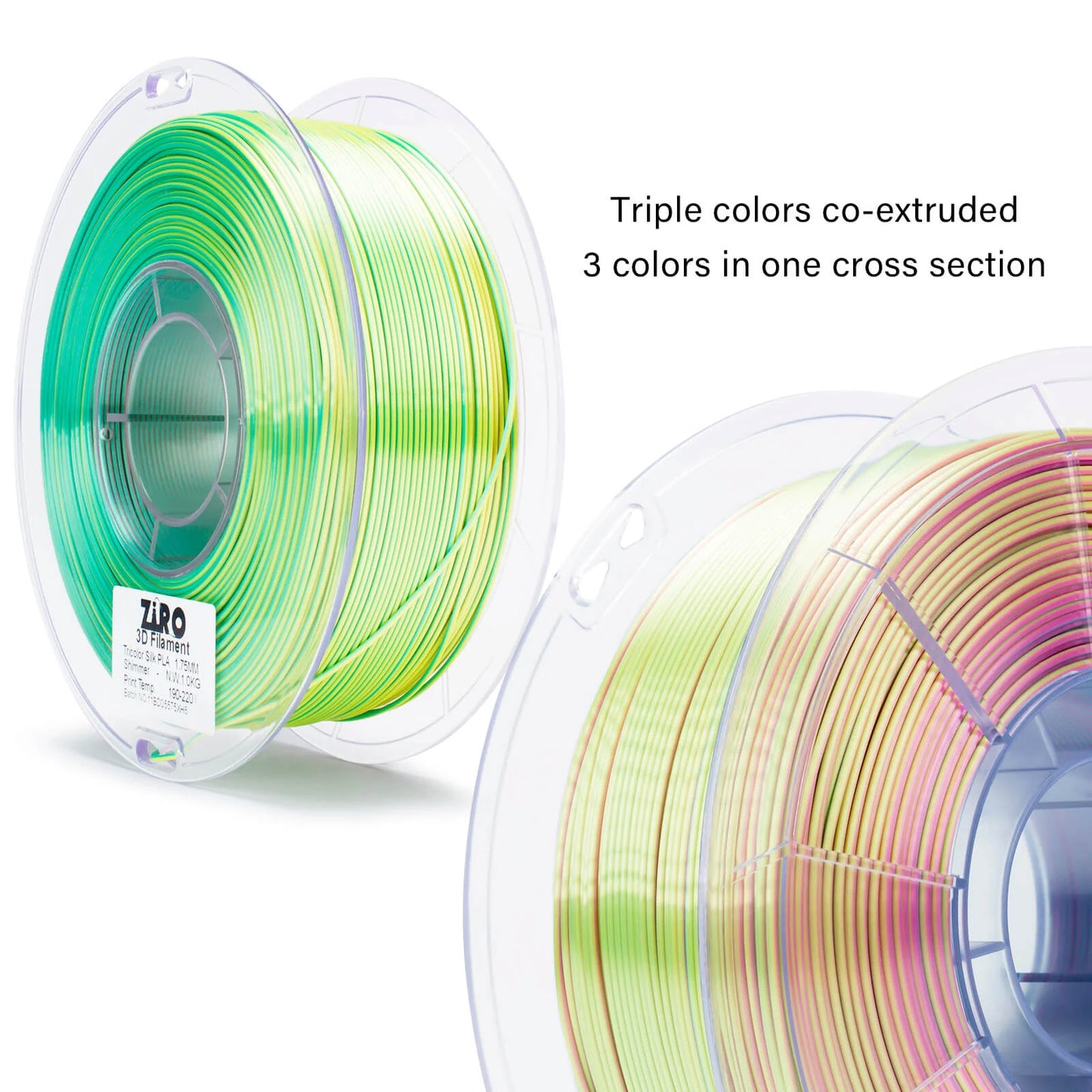 ZIRO Tri-color Silk PLA Filament 1.75mm, Shimmer