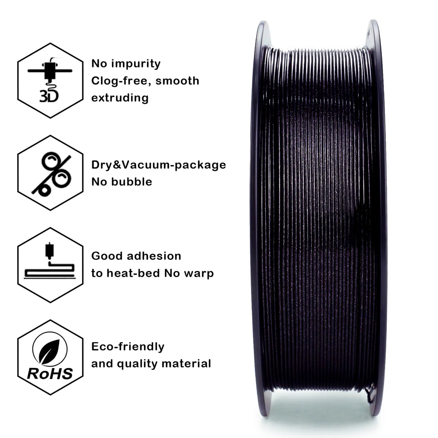ZIRO Glitter Diamond PLA Filament 1.75mm, Black