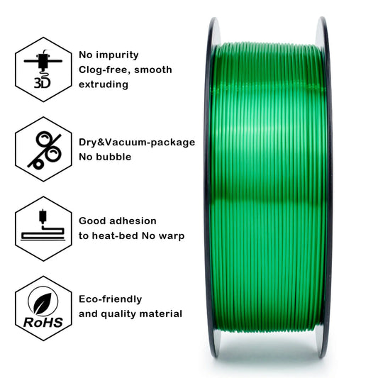 ZIRO Silk PLA Filament 1.75mm, Christmas Green