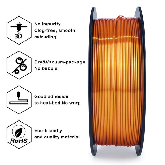 ZIRO Silk PLA Filament 1.75mm, Red Cooper