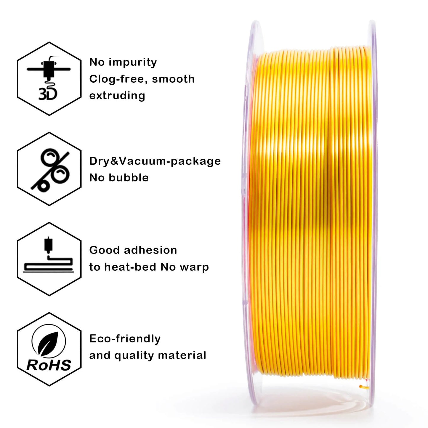 ZIRO Tri-color Silk PLA Filament 1.75mm, Red & Gold