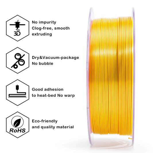 ZIRO Tri-color Silk PLA Filament 1.75mm, Red & Gold
