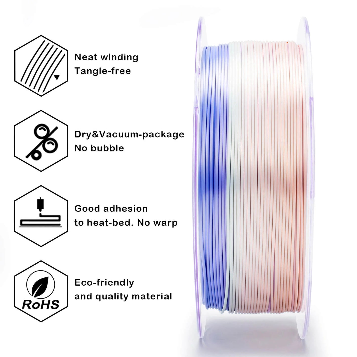 ZIRO Gradient Silk PLA Filament 1.75mm, Pastel Pearl