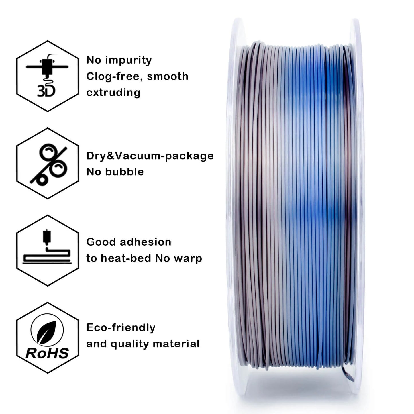 ZIRO Gradient Silk PLA Filament 1.75mm, Steady