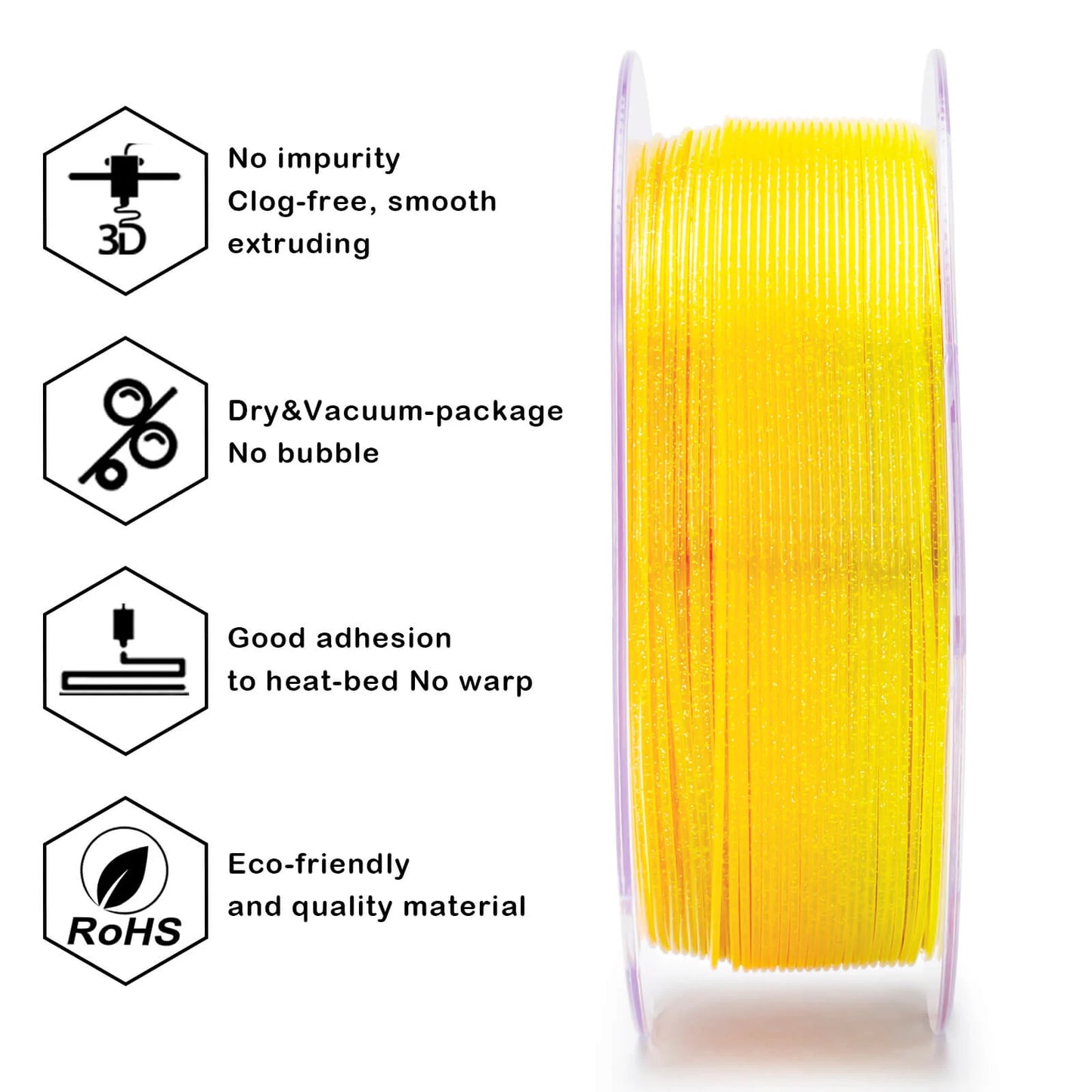 ZIRO Twinkling Translucent PLA Filament 1.75mm, Flower Sunflower