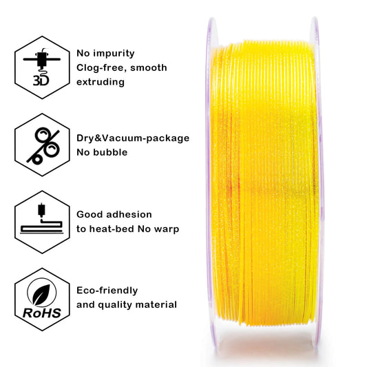ZIRO Twinkling Translucent PLA Filament 1.75mm, Flower Sunflower