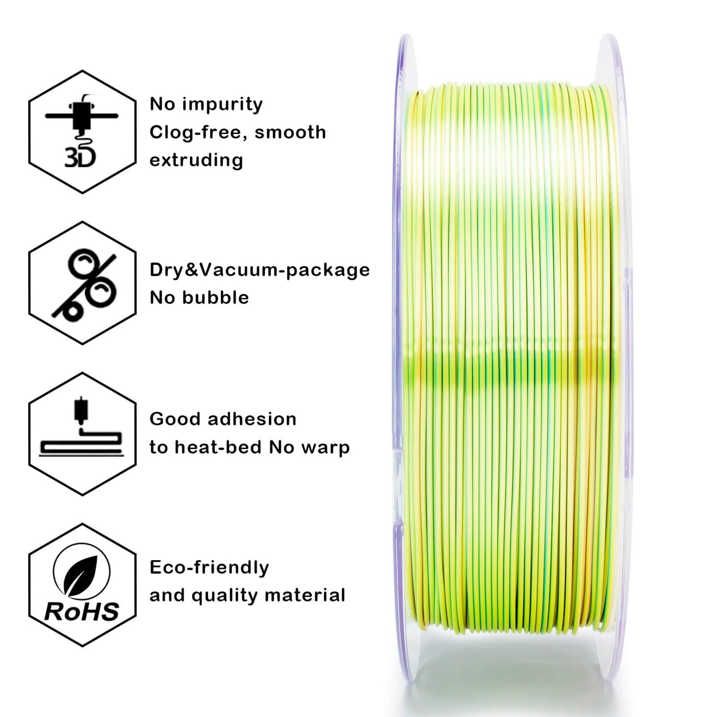 ZIRO Tri-color Silk PLA Filament 1.75mm, Shimmer