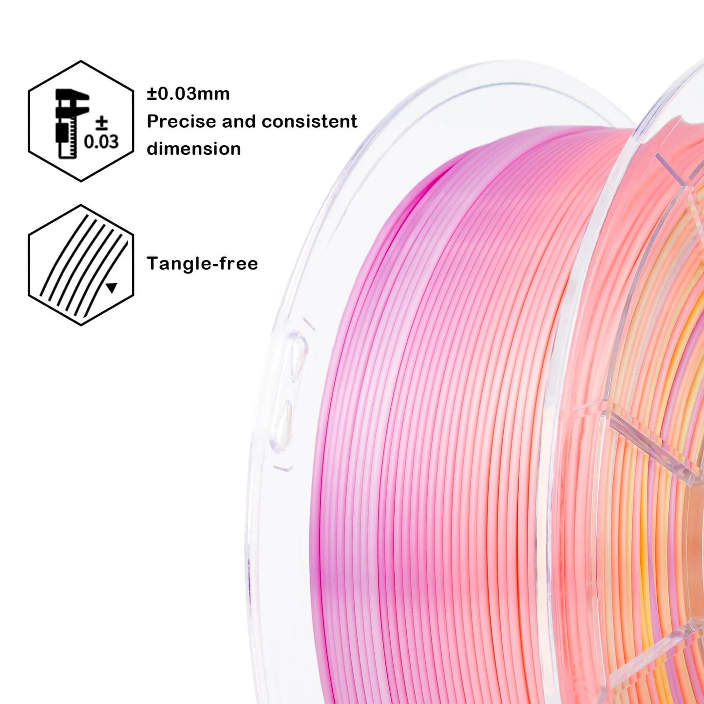ZIRO Gradient Silk PLA Filament 1.75mm, Sweet