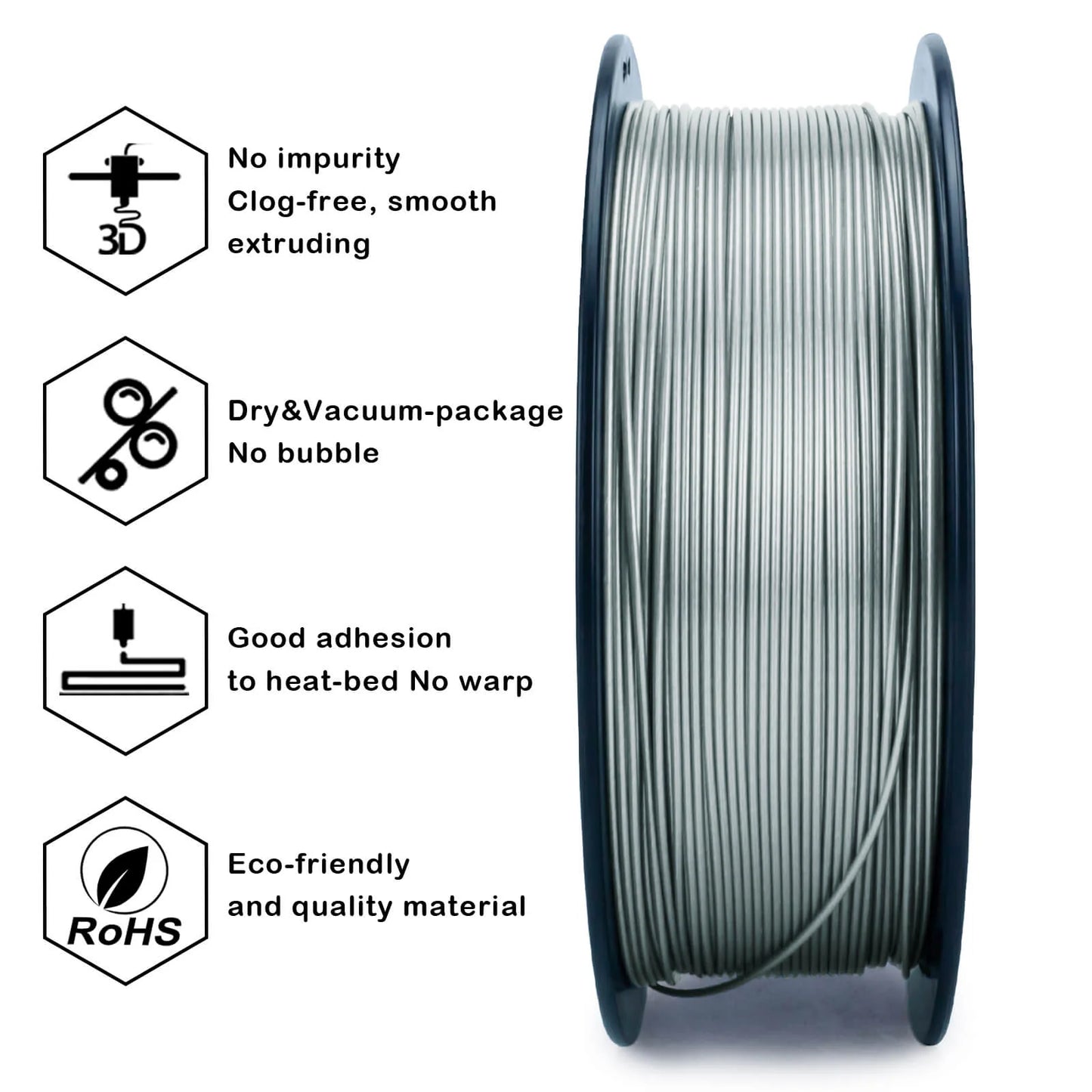ZIRO Glitter Diamond PLA Filament 1.75mm, Silver