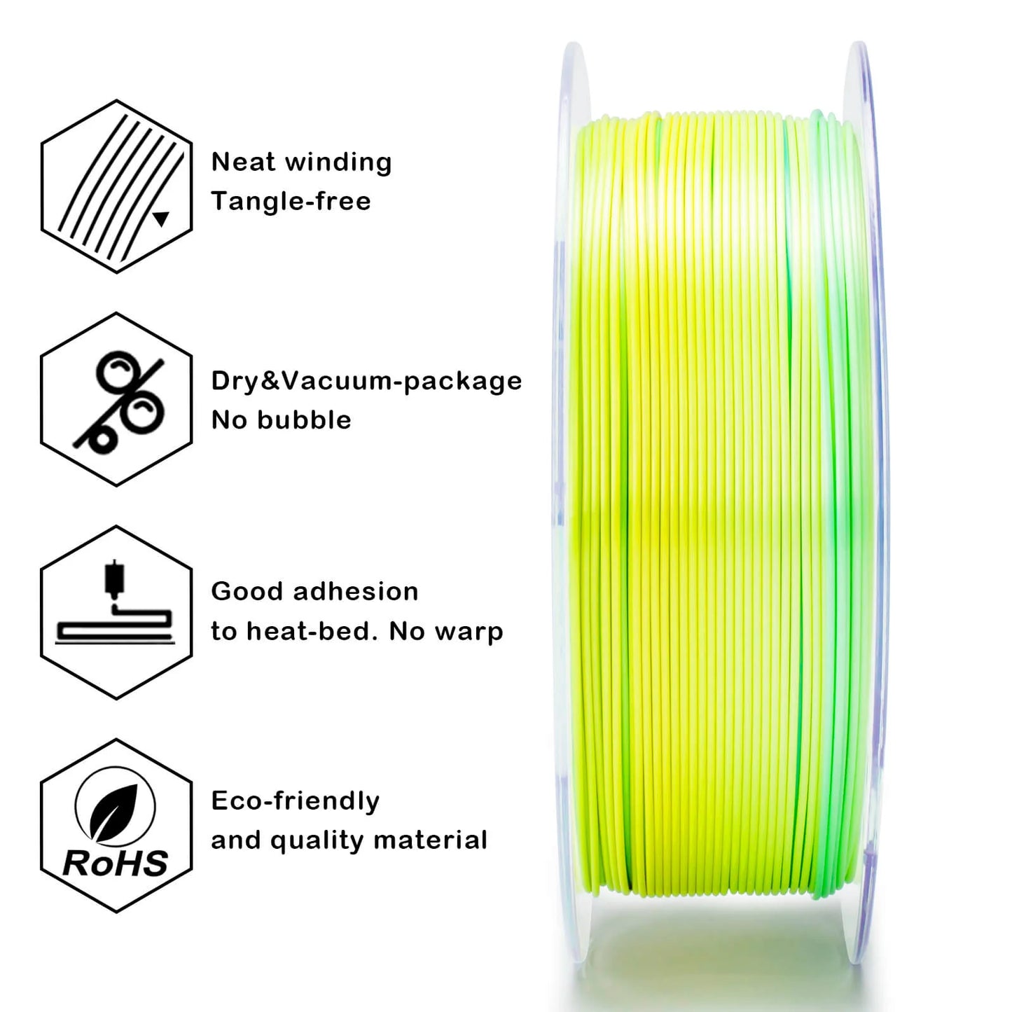 ZIRO Gradient Silk PLA Filament 1.75mm, Lemon Shimmer