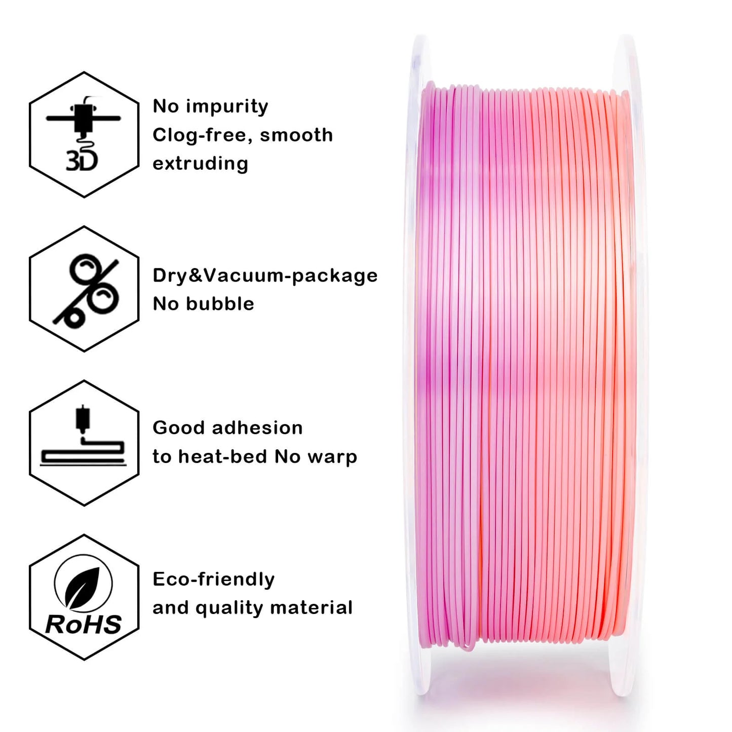 ZIRO Gradient Silk PLA Filament 1.75mm, Sweet