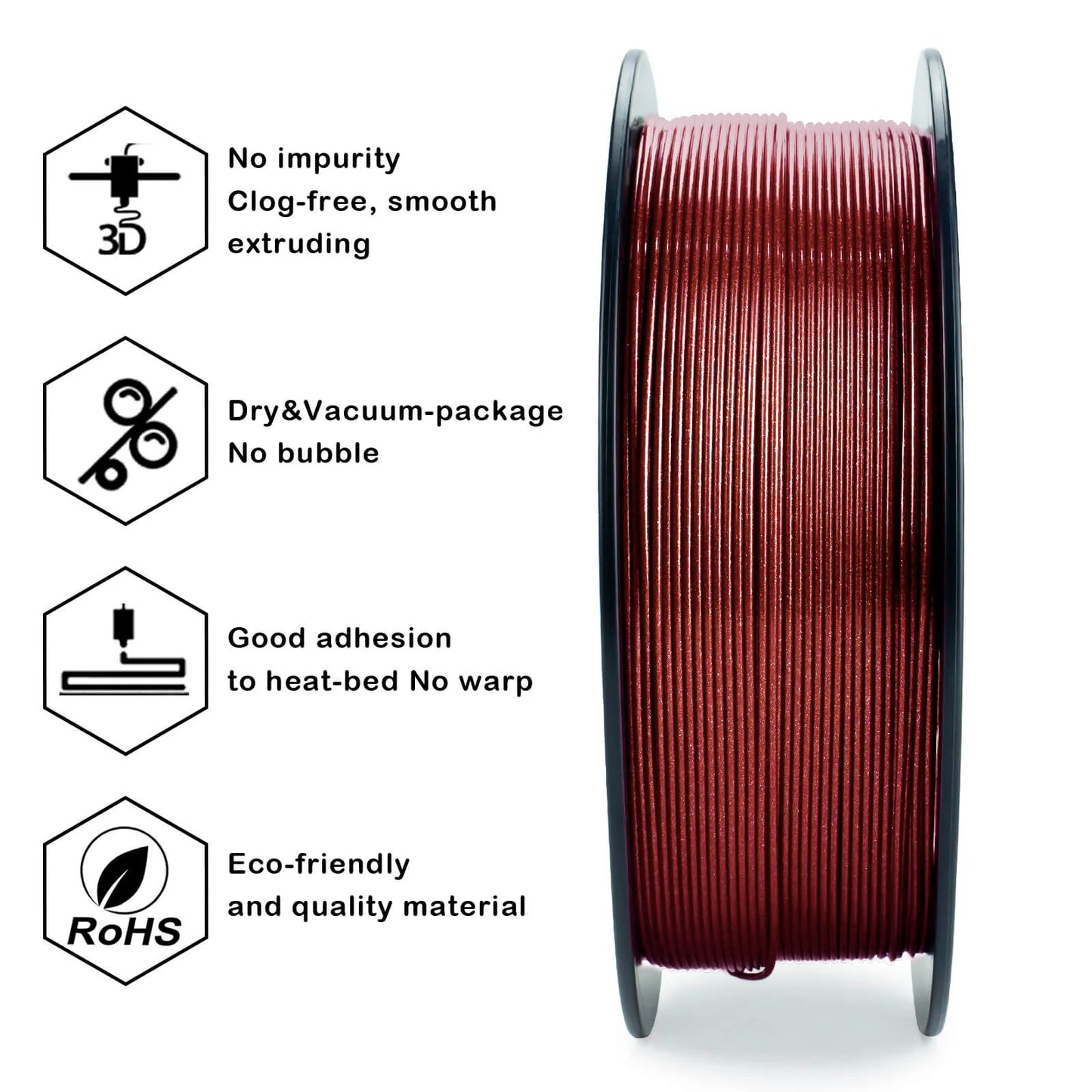 ZIRO Glitter Diamond PLA Filament 1.75mm, Red