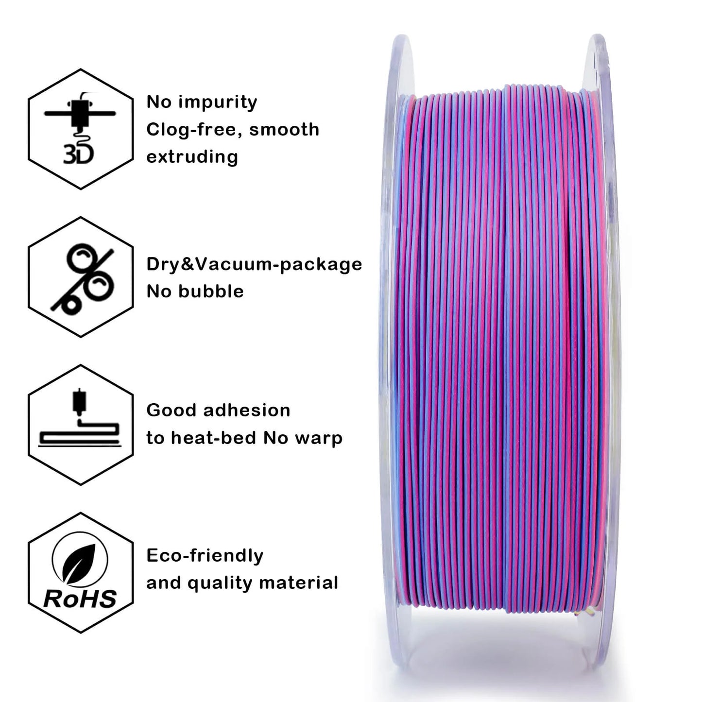 ZIRO Tri-color Matte PLA Filament 1.75mm, Rosy Cloud