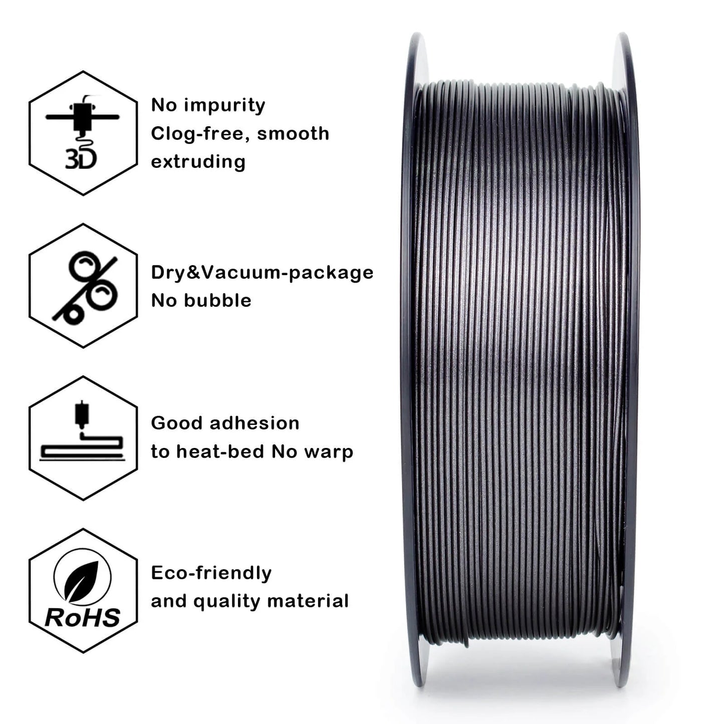 ZIRO Glitter Diamond PLA Filament 1.75mm, Silver Gray