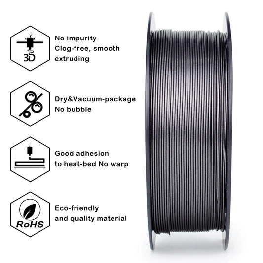 ZIRO Glitter Diamond PLA Filament 1.75mm, Silver Gray