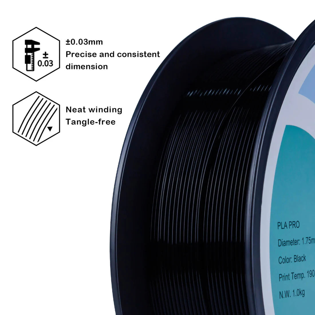 ZIRO PLA PRO Basic Color Series Filament 1.75mm, Black
