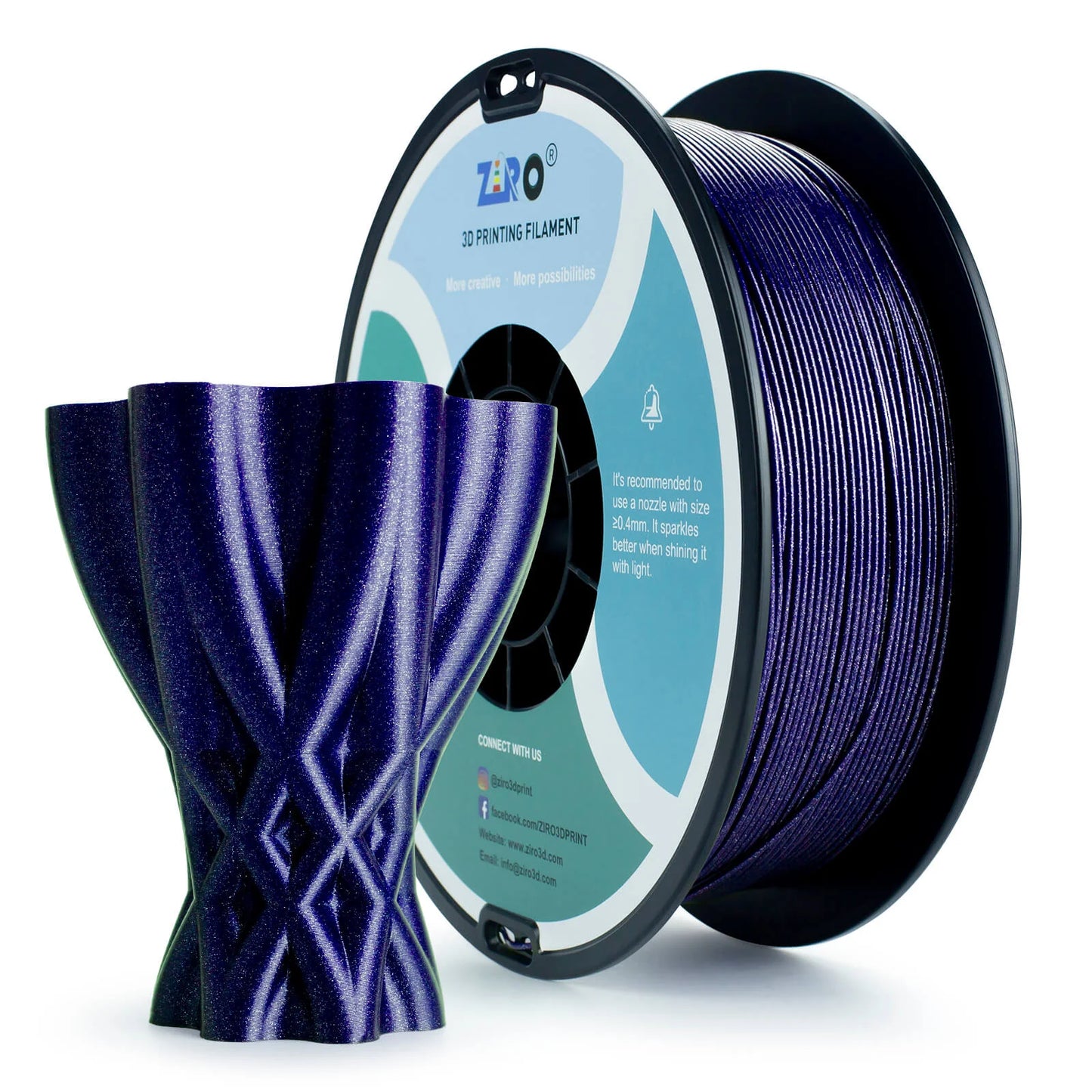 ZIRO Glitter Diamond PLA Filament 1.75mm, Blue