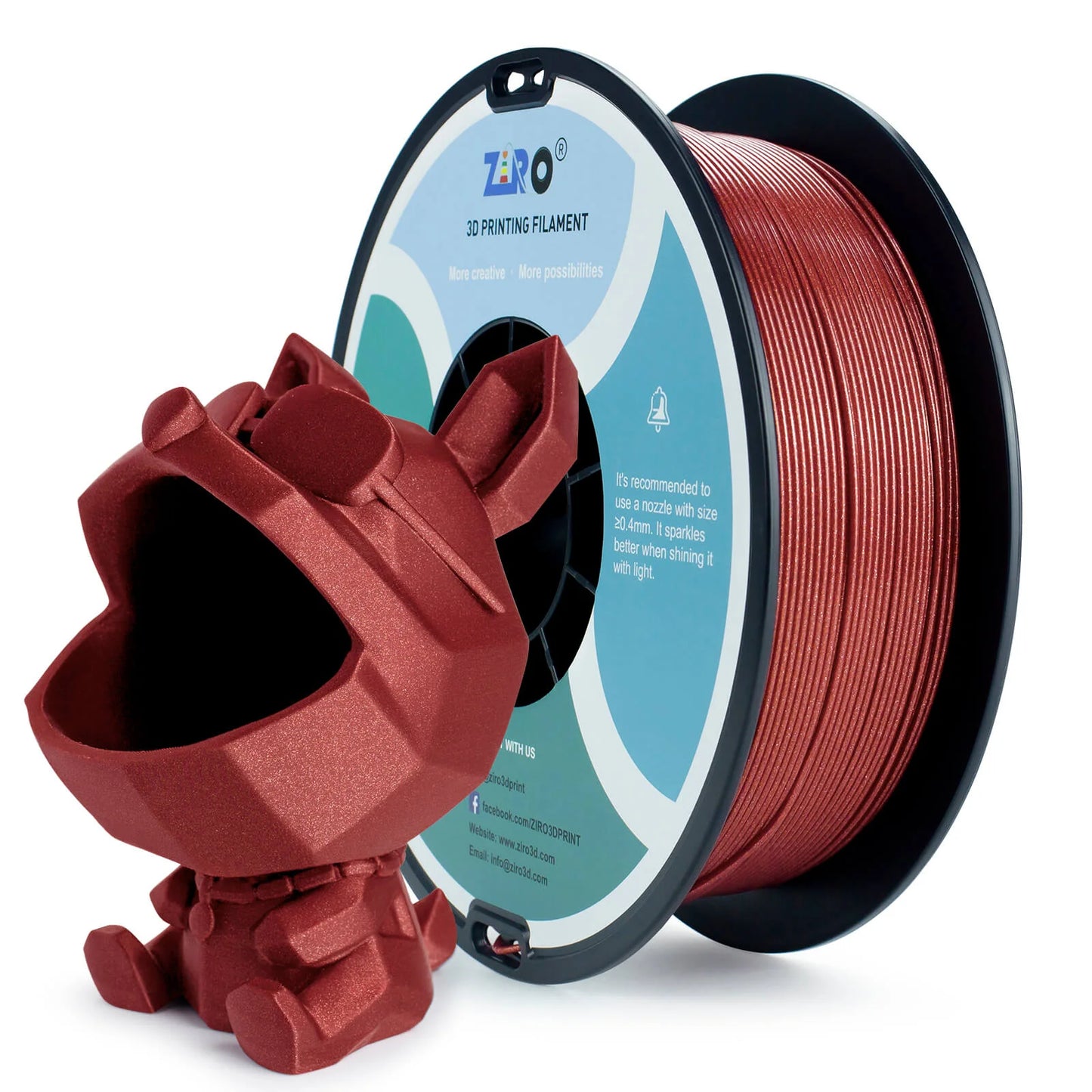 ZIRO Glitter Diamond PLA Filament 1.75mm, Red
