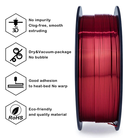 ZIRO Silk PLA Filament 1.75mm, Red