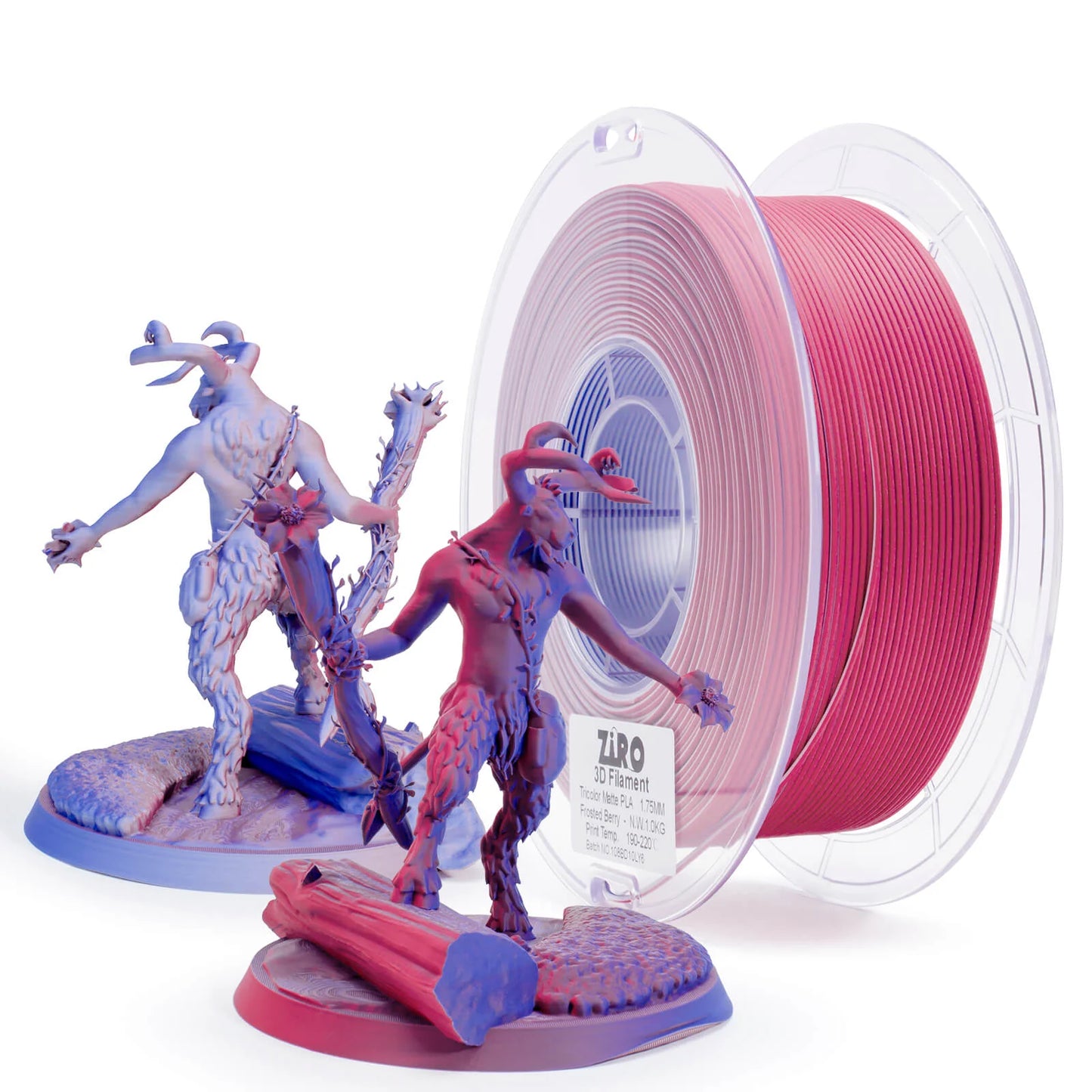ZIRO Tri-color Matte PLA Filament 1.75mm, Frosted Berry